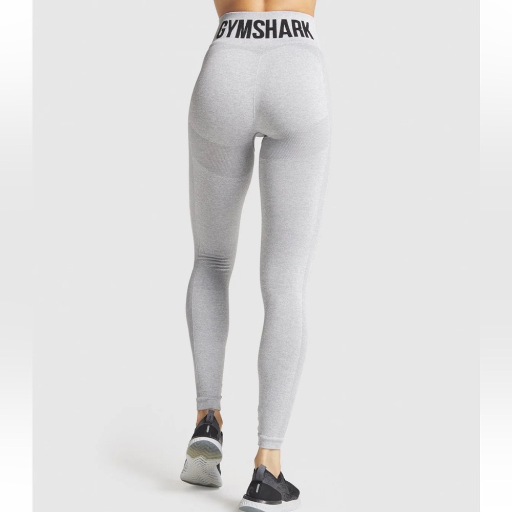 GYMSHARK Flex High Waisted Leggings Size M in Light Grey Marl/Black - Picture 2 of 9